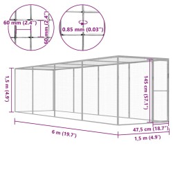 Cage pour chat 6x1,5x1,5 m Acier galvanisé 544211544211