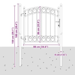 Portail de clôture Emmen avec arc en haut, acier, 100 x 86 cm, vert 544224544224