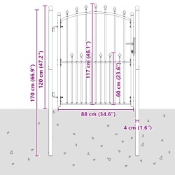 Portail de clôture avec pointes Noir 100 x 150 cm 544263544263