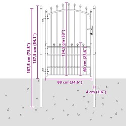 Portail de clôture avec pointes Noir 100 x 175 cm 544271544271