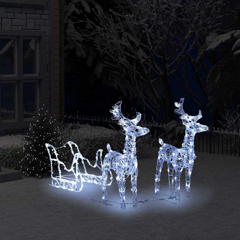 Décoration de Noël Rennes et traîneau 160 LED 130 cm Acrylique 544304544304