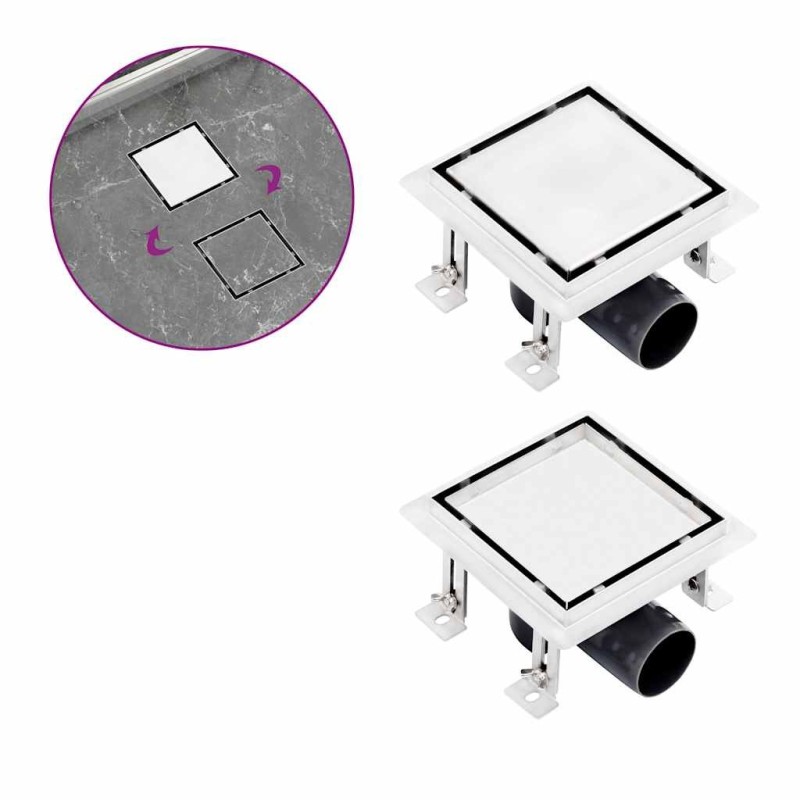 Drain de douche avec couvercle 2 en 1 15x15 cm Acier inoxydable 544340544340
