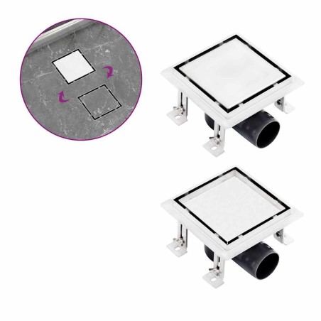 Drain de douche avec couvercle 2 en 1 15x15 cm Acier inoxydable 544340544340