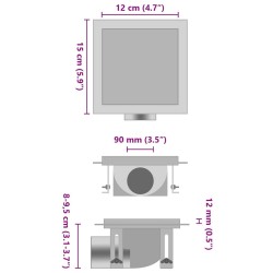 Drain de douche avec couvercle 2 en 1 15x15 cm Acier inoxydable 544340544340