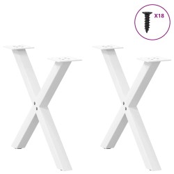 Pieds de table basse en forme de X, 2 pièces, blanc, 50 x (42-43) cm, acier 544359544359