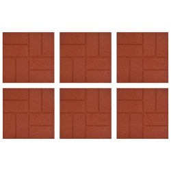 Pierre de marchage 6 pcs Rouge 40,5 x 40,5 x 2 cm Caoutchouc 544481544481
