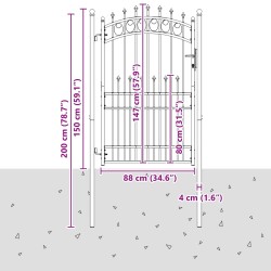Portail de clôture avec pointes Noir 100 x 200 cm 544493544493
