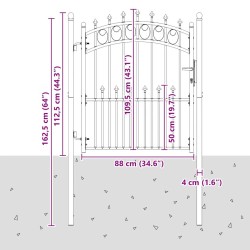 Portail de clôture Emmen avec pointes en acier 104 x 109,5 cm noir 544496544496