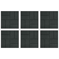 Pierre de marchage 6 pcs Noir 40,5 x 40,5 x 2 cm Caoutchouc 544521544521