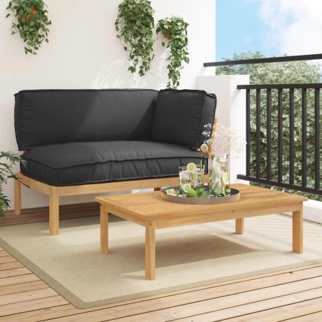 Ensemble de Canapés Uni 2 pcs Noir Bois d'Acacia Massif 544869544869