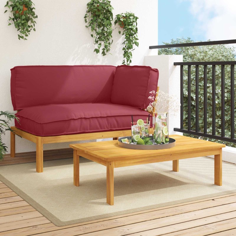 Ensemble de Canapés Uni 2 pcs Bordeaux Bois d'Acacia Massif 544873544873