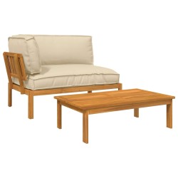 Ensemble de Canapés Uni 2 pcs Beige Bois d'Acacia Massif 544877544877