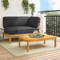 Ensemble de Canapés Uni 2 pcs Noir Bois d'Acacia Massif 544878544878