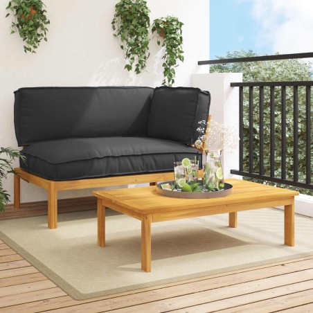 Ensemble de Canapés Uni 2 pcs Noir Bois d'Acacia Massif 544878544878