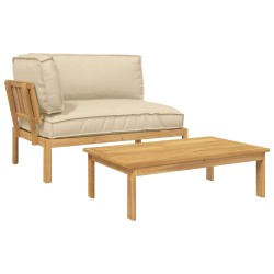 Ensemble de Canapés Uni 2 pcs Beige Bois d'Acacia Massif 544889544889