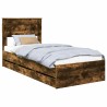 Cadre de lit avec tiroir Chêne fumé 75 x 190 cm Bois Ingénierie 545047545047