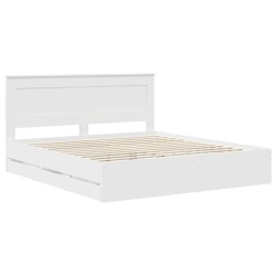 Cadre de lit avec tiroir Blanc 200 x 200 cm Bois Ingénierie 545049545049