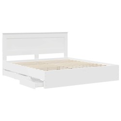 Cadre de lit avec tiroir Blanc 200 x 200 cm Bois Ingénierie 545049545049
