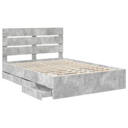 Cadre de lit Gris béton 140 x 190 cm Bois Ingénierie 545058545058