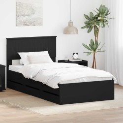 Cadre de lit avec tiroir Noir 100 x 200 cm Bois Ingénierie 545062545062