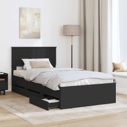 Cadre de lit avec tiroir Noir 100 x 200 cm Bois Ingénierie 545062545062