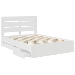 Cadre de lit avec tiroir Blanc 140 x 190 cm Bois Ingénierie 545063545063