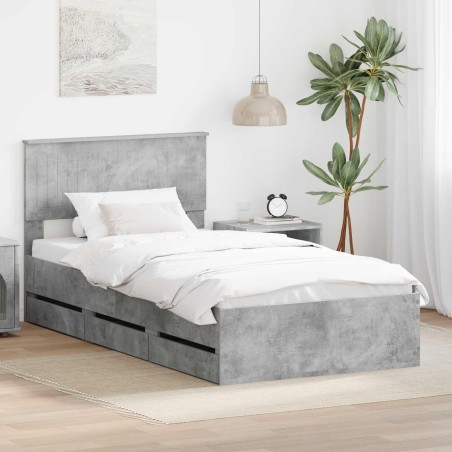 Cadre de lit Gris béton 100 x 200 cm Bois Ingénierie 545067545067