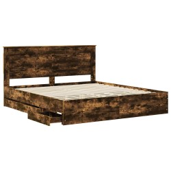 Cadre de lit Chêne fumé 200 x 200 cm Bois Ingénierie 545085545085