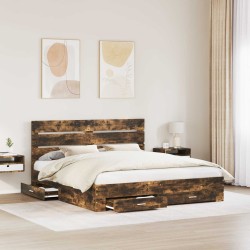 Cadre de lit Chêne fumé 200 x 200 cm Bois d'ingénierie 545107545107