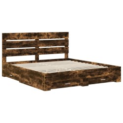 Cadre de lit Chêne fumé 200 x 200 cm Bois d'ingénierie 545107545107