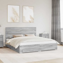 Cadre de lit Gris Sonoma 200 x 200 cm Bois d'ingénierie 545108545108