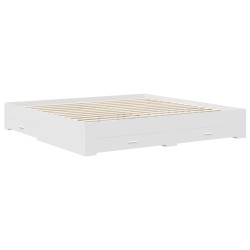 Cadre de lit avec tiroir Blanc 200 x 200 cm Bois d'ingénierie 545122545122