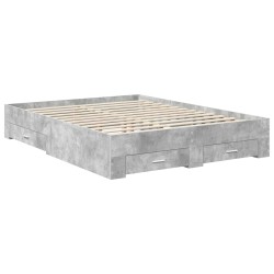 Cadre de lit Gris béton 150 x 200 cm Bois d'ingénierie 545125545125