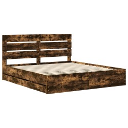 Cadre de lit Chêne fumé 200 x 200 cm Bois Ingénierie 545129545129