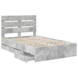 Cadre de lit Gris béton 135 x 190 cm Bois Ingénierie 545136545136