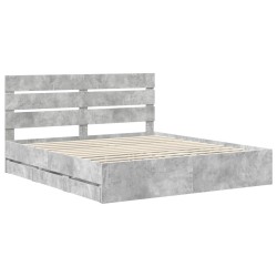 Cadre de lit Gris béton 200 x 200 cm Bois Ingénierie 545140545140