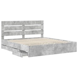 Cadre de lit Gris béton 200 x 200 cm Bois Ingénierie 545140545140