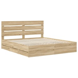 Cadre de lit Chêne Sonoma 200 x 200 cm Bois Ingénierie 545141545141