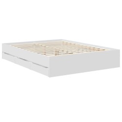 Cadre de lit avec tiroir Blanc 150 x 200 cm Bois Ingénierie 545149545149