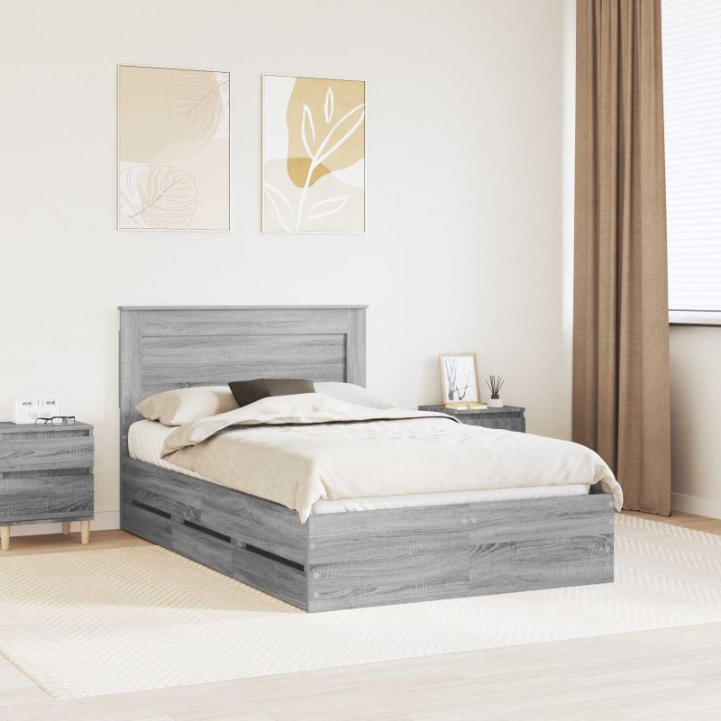 Cadre de lit Gris Sonoma 120 x 200 cm Bois Ingénierie 545164545164