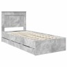Cadre de lit avec tiroir Gris béton 90 x 190 cm Bois Ingénierie 545185545185