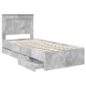 Cadre de lit avec tiroir Gris béton 90 x 190 cm Bois Ingénierie 545185545185