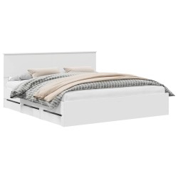 Cadre de lit avec tiroir Blanc 180 x 200 cm Bois Ingénierie 545189545189