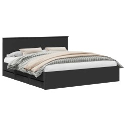 Cadre de lit avec tiroir Noir 180 x 200 cm Bois Ingénierie 545190545190