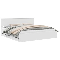 Cadre de lit avec tiroir Blanc 200 x 200 cm Bois Ingénierie 545191545191