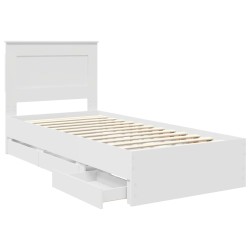 Cadre de lit avec tiroir Blanc 75 x 190 cm Bois Ingénierie 545196545196