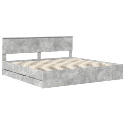 Cadre de lit Gris béton 200 x 200 cm Bois Ingénierie 545199545199