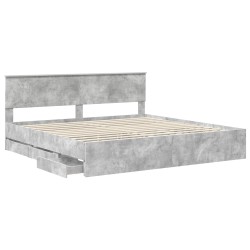 Cadre de lit Gris béton 200 x 200 cm Bois Ingénierie 545199545199