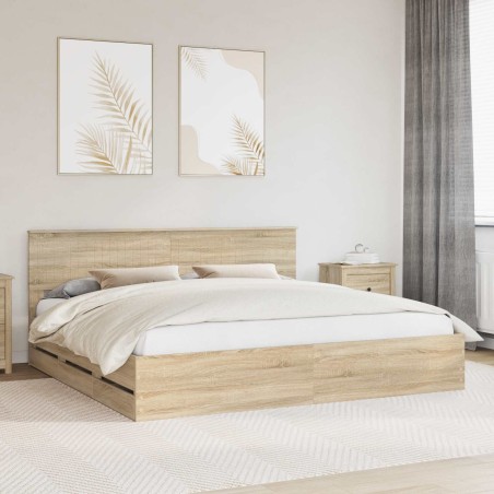 Cadre de lit Chêne Sonoma 200 x 200 cm Bois Ingénierie 545200545200