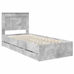 Cadre de lit avec tiroir Gris béton 90 x 200 cm Bois Ingénierie 545212545212